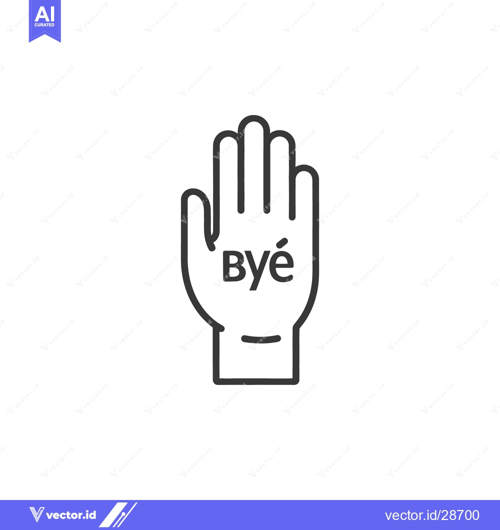 Premium Vector of A black line drawing depicts a hand giving a farewell