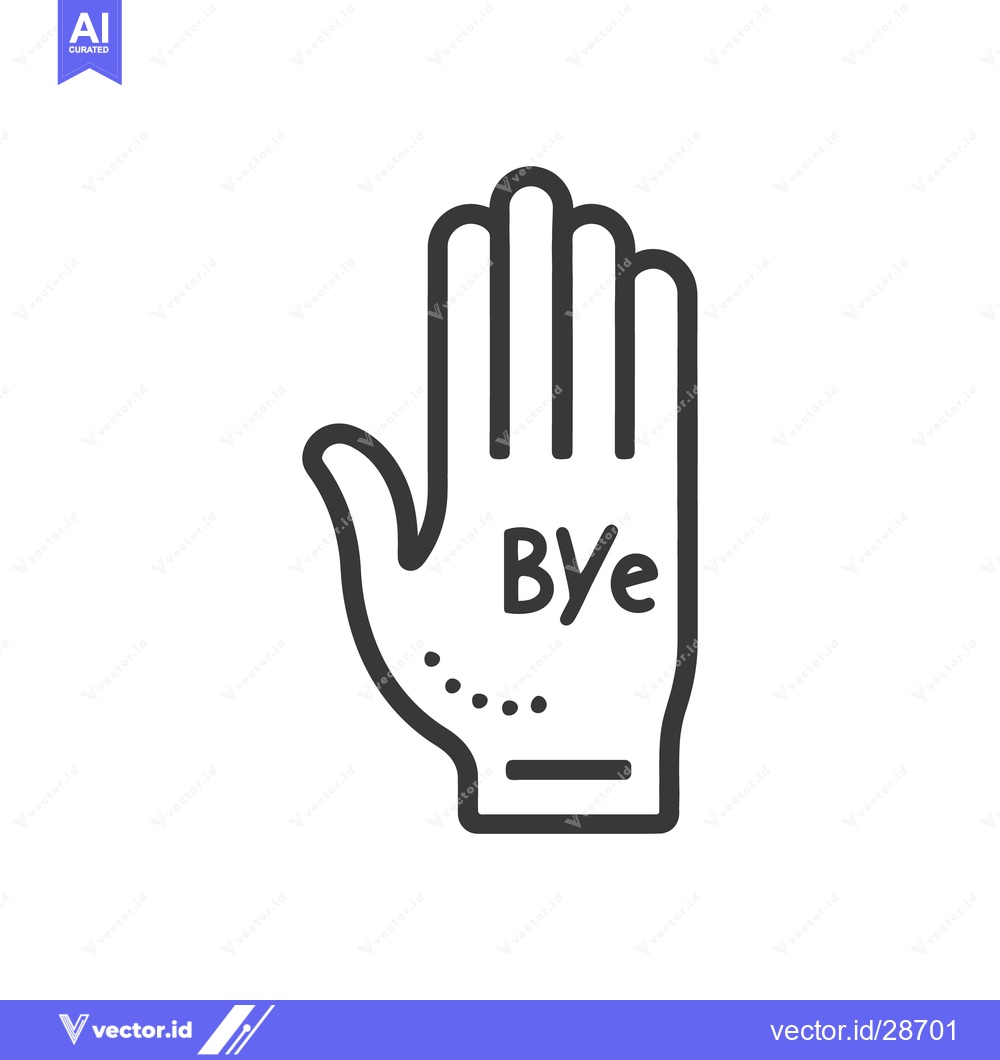 Premium Vector of A stylized open hand with the word bye written on it
