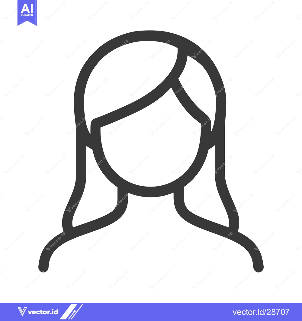 Premium Vector dari Outline of a woman with long hair and a blank face