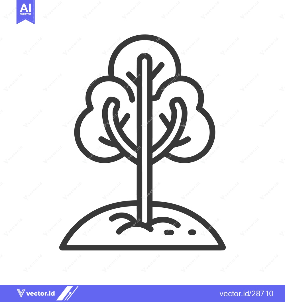 Premium Vector of A simple illustrated line drawing depicting a leafy tree