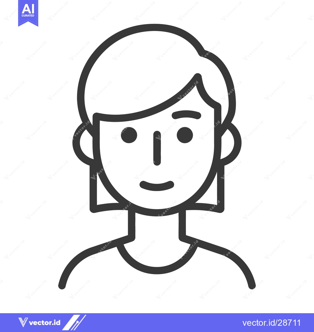 Premium Vector dari A graphic illustration showing the front view of a woman face