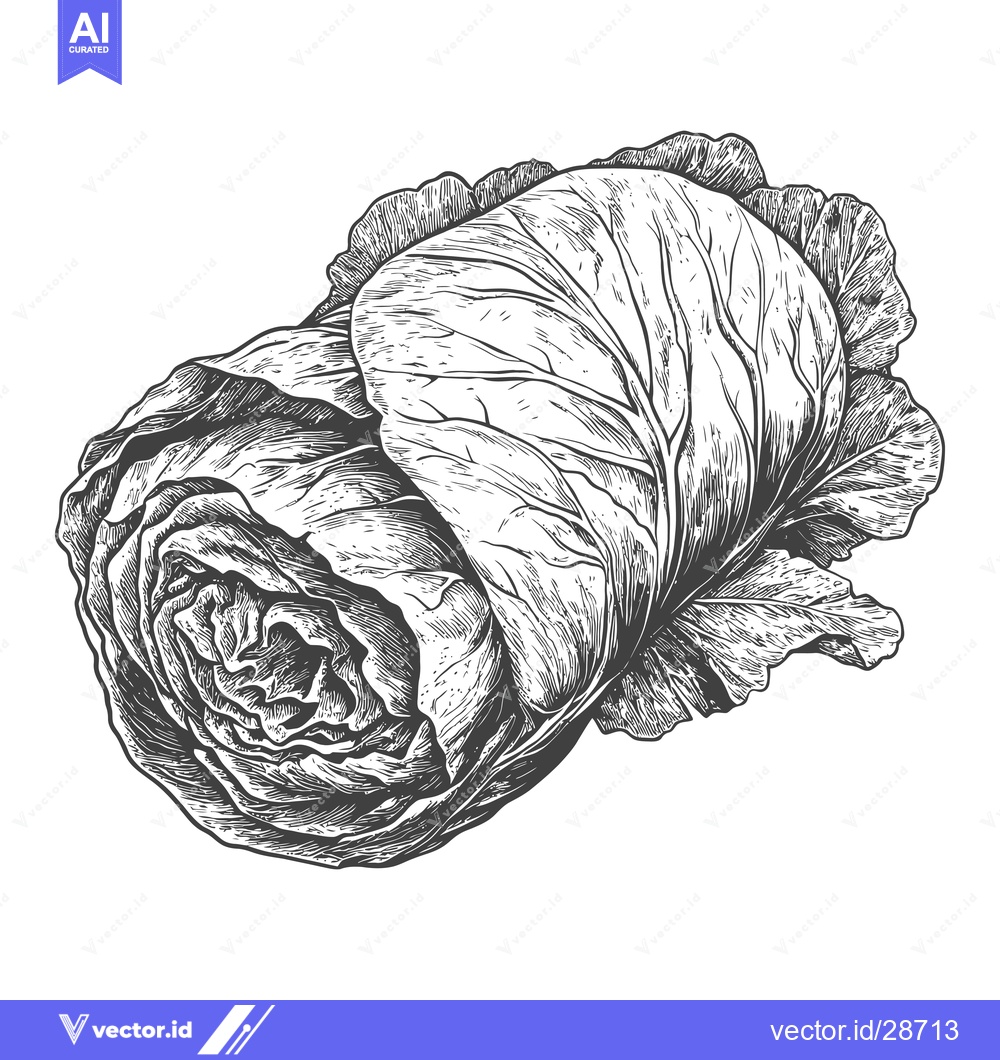Premium Vector of A Detailed Hand Drawn Illustration Of A Cabbage
