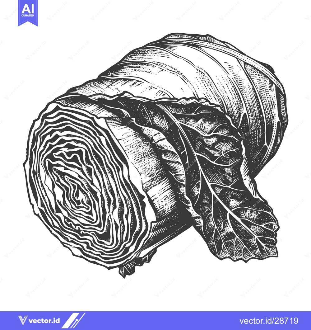 Premium Vector of Rolled Cabbage Leaves A Detailed Vintage Illustration