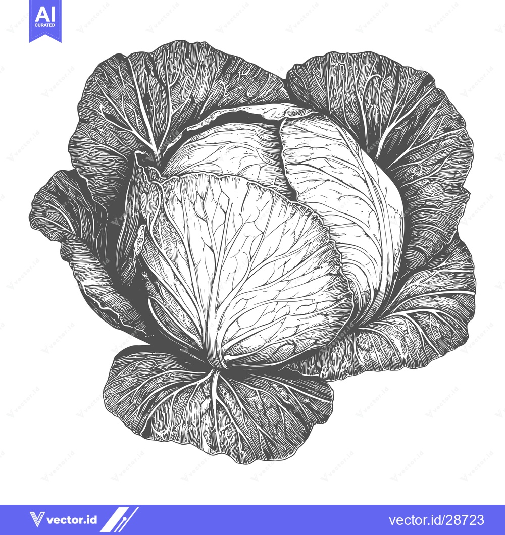 Premium Vector dari Detailed Illustration of a Whole Head of Cabbage