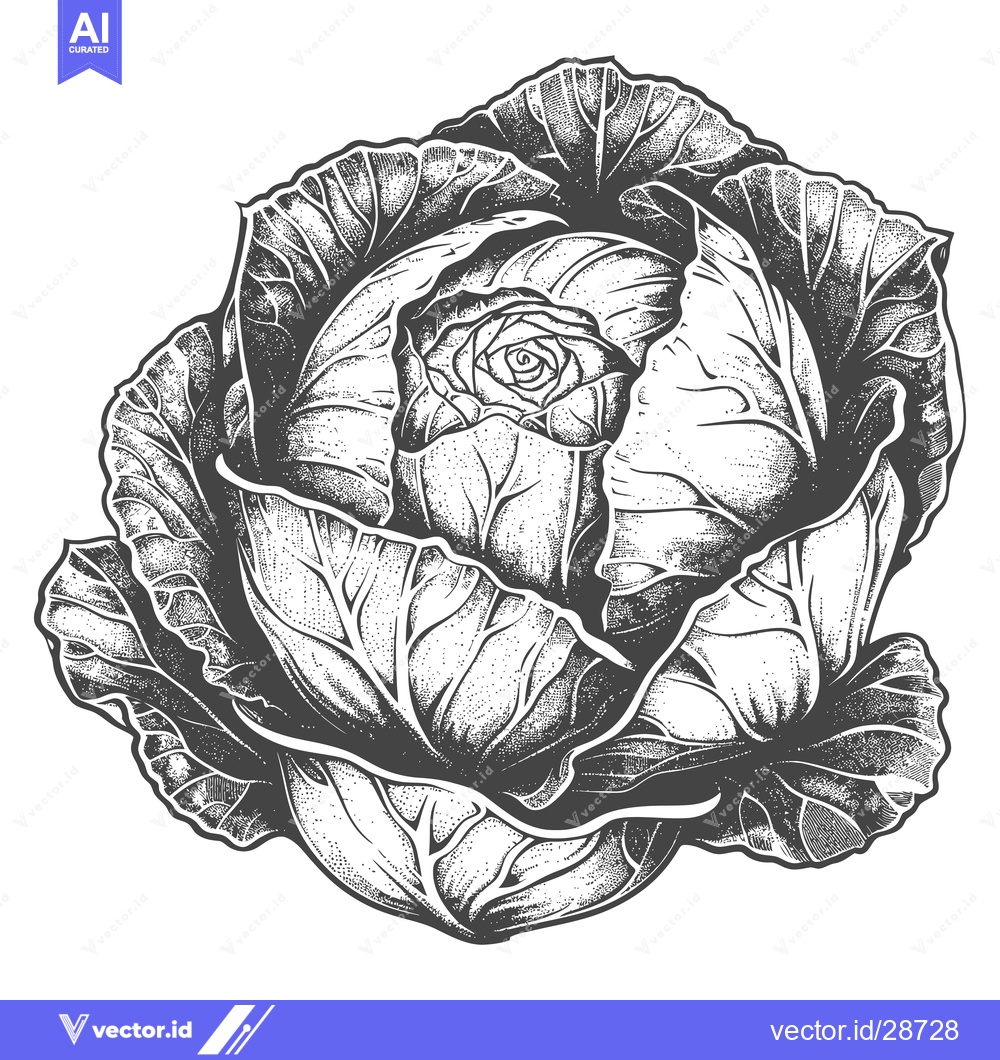 Premium Vector dari Detailed illustration of a whole head of cabbage