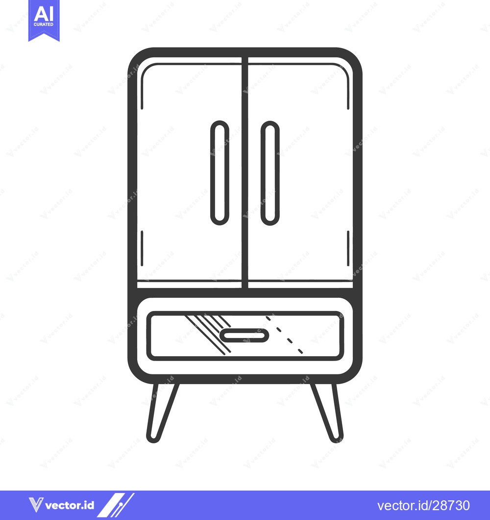 Premium Vector of A simple black and white illustration of a closet cabinet