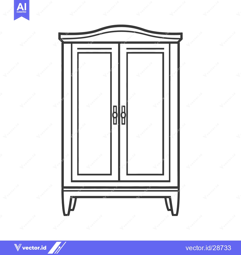 Premium Vector of A simple two door wardrobe with handles and a decorative top