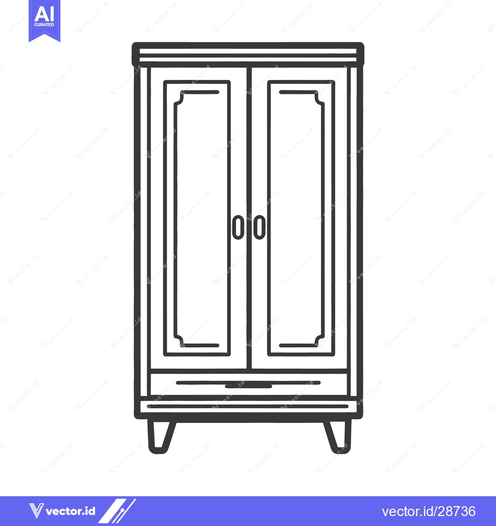Premium Vector of A Tall Closet Depicted with Two Doors and a Drawer