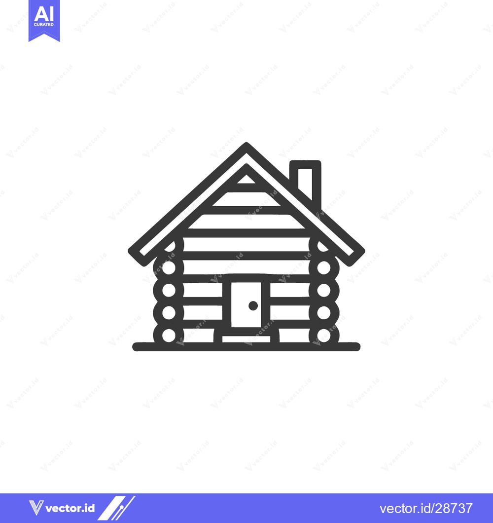 Premium Vector of Minimalist Log Cabin Icon: Simple Line Art of Rustic Home