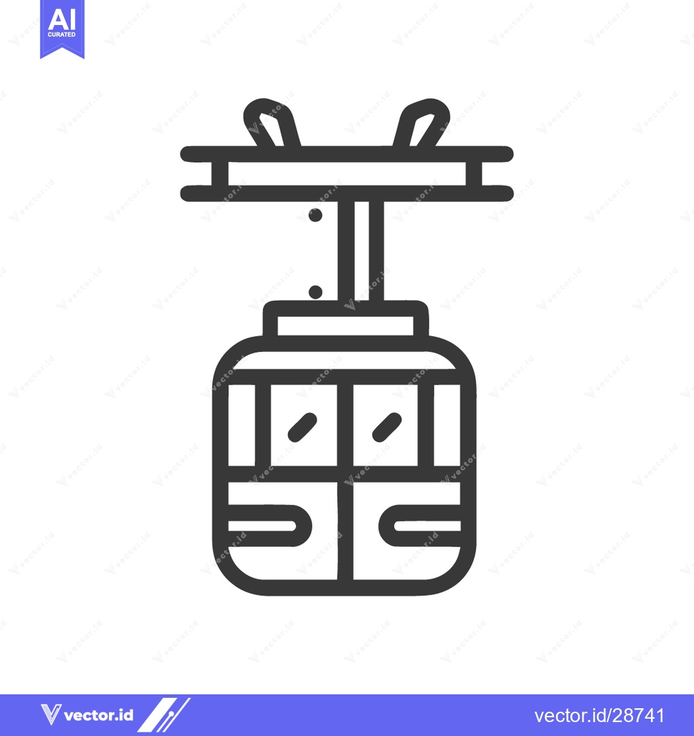 Premium Vector of Minimalist Gondola Lift Icon: Modern Line Art for Skiing and Mountain