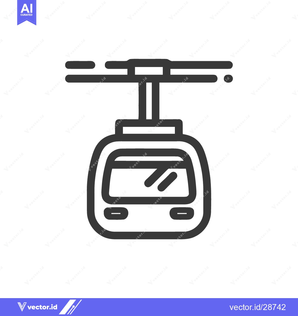 Premium Vector of Minimalist Line Art: Isolated Cable Car Icon on White Background