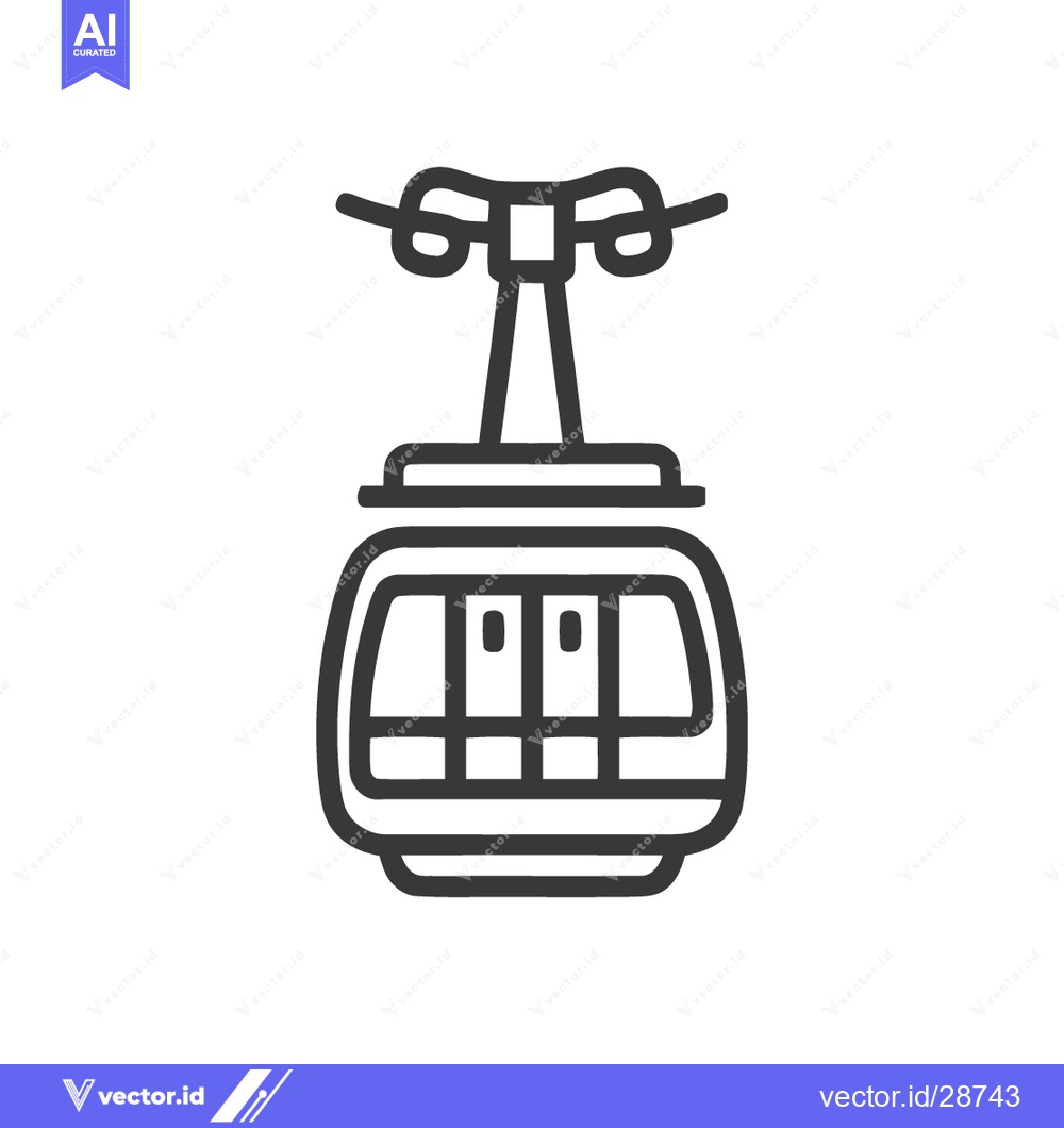 Premium Vector of Minimalist Line Art: Cable Car Icon with Detailed Suspension System