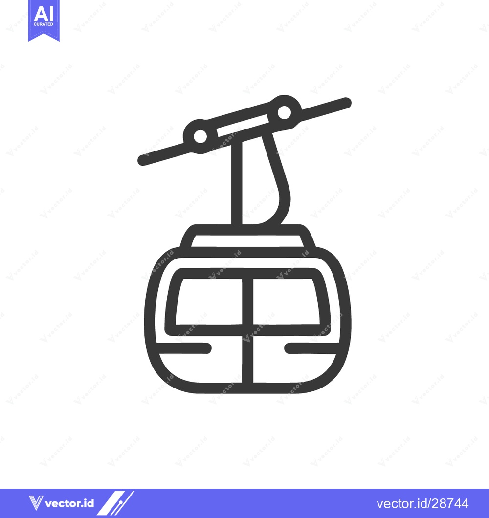 Premium Vector dari Minimalist Line Art: Gondola Lift Icon on White Background