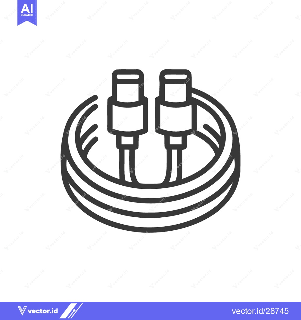 Premium Vector dari Minimalist USB Cable Icon: Coiled Cord with Dual Connectors, Line Art
