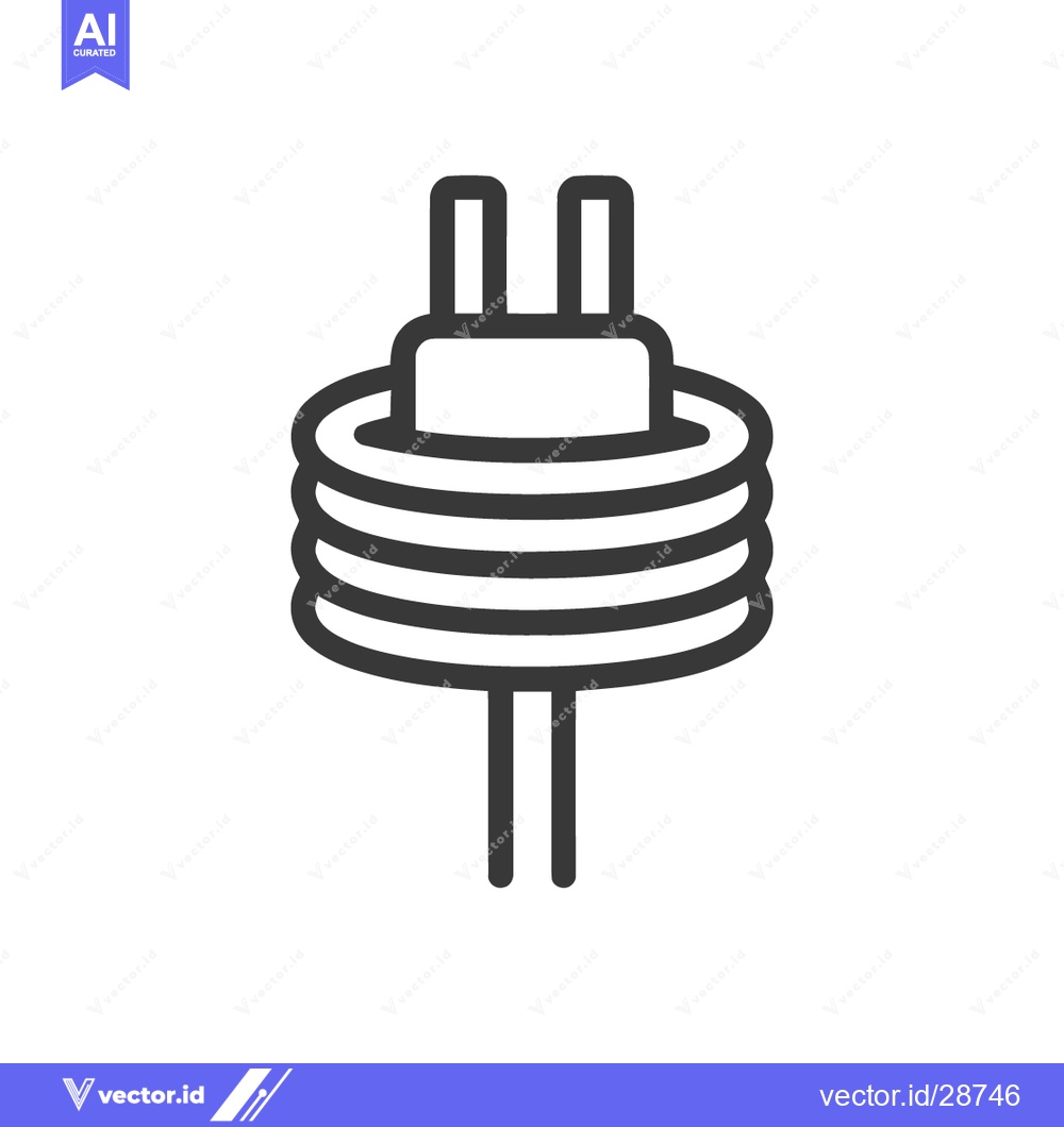 Premium Vector dari Simple Black and White Icon of an Electrical Coil with Plug