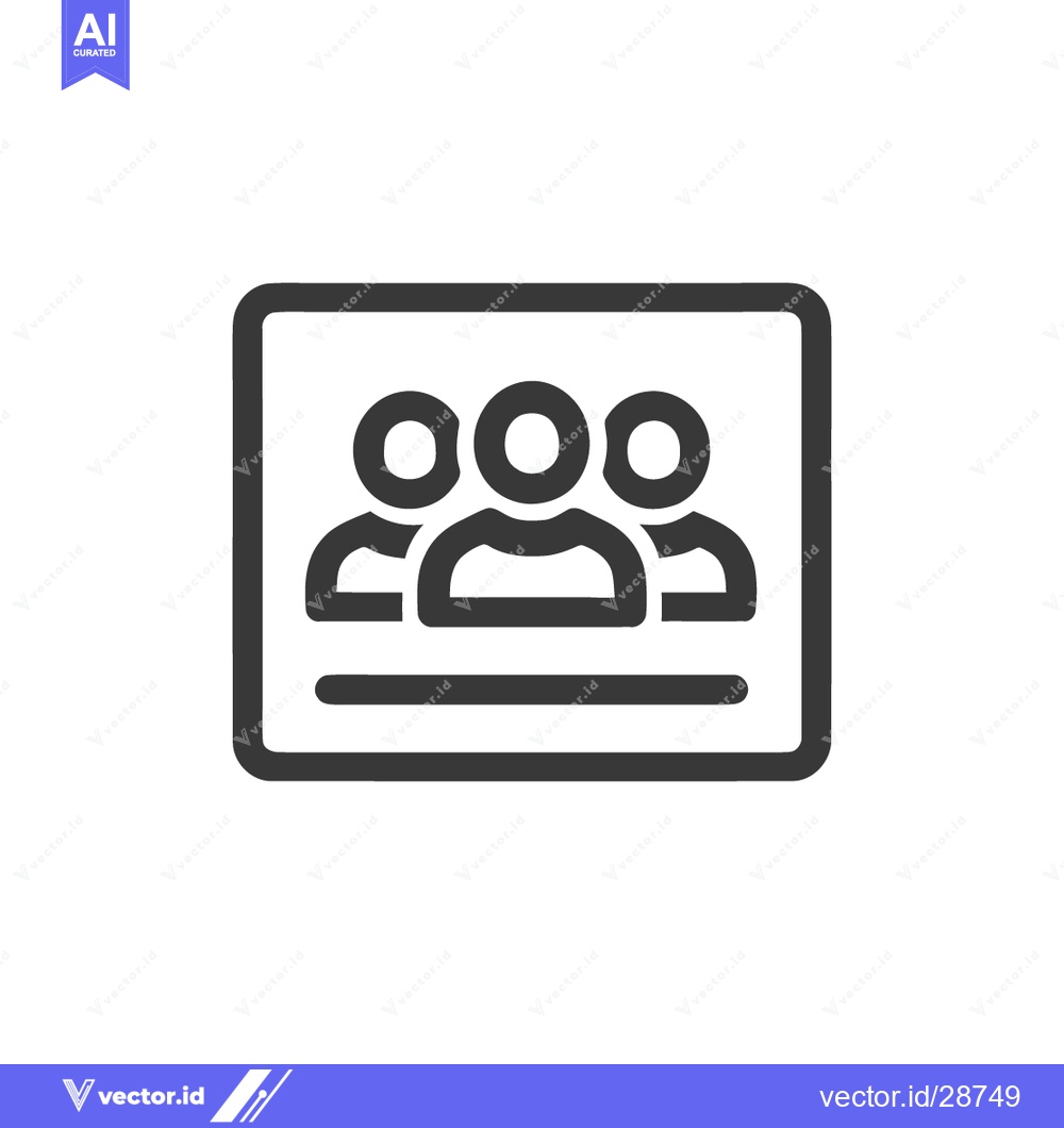 Premium Vector of Teamwork Icon: Minimalist Group Symbol in Framed Design, Dark Outline