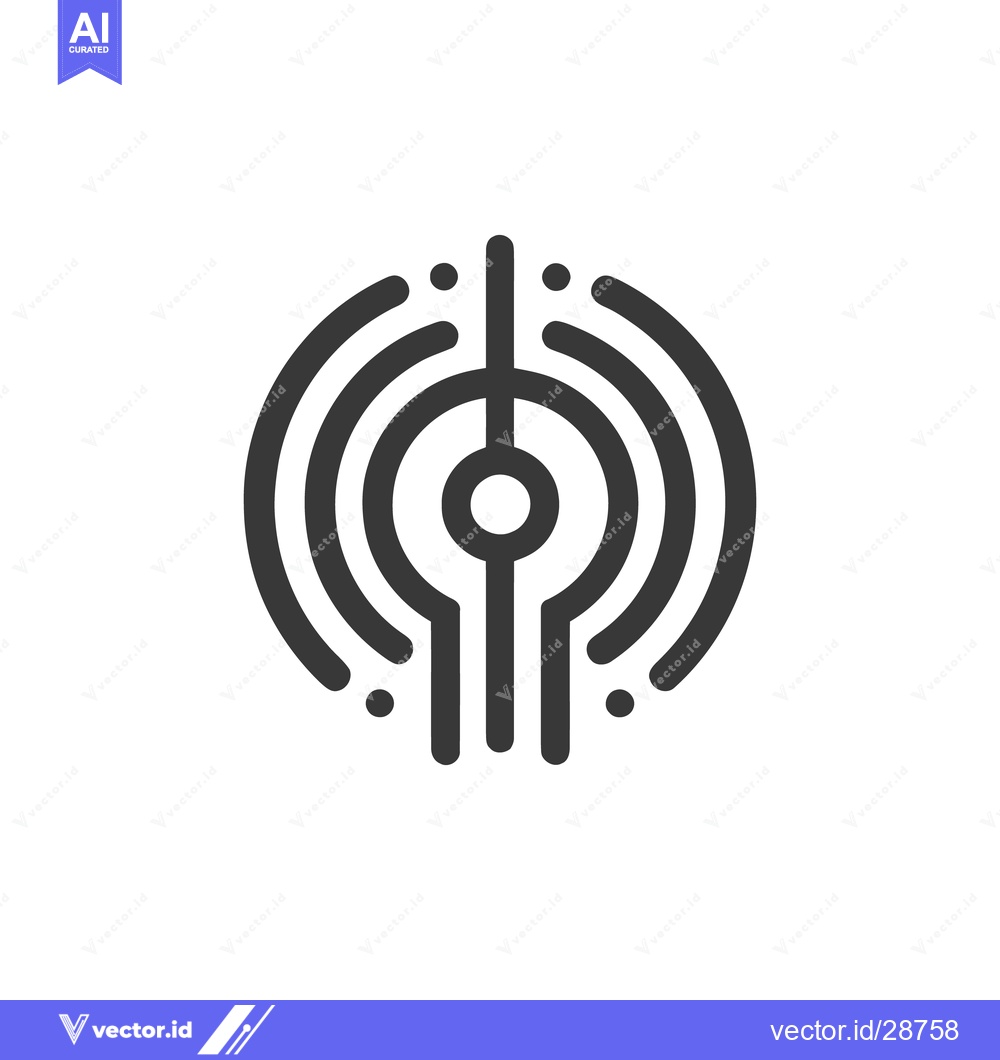 Premium Vector dari Abstract Circular Design with Central Line and Orbiting Arcs, Minimali