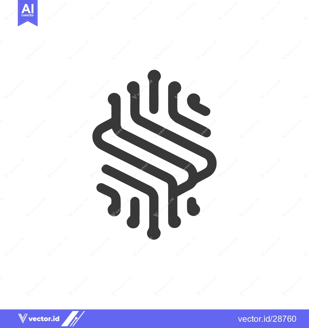 Premium Vector dari Abstract S-Shaped Circuit Board Design on White Background, Minimalist