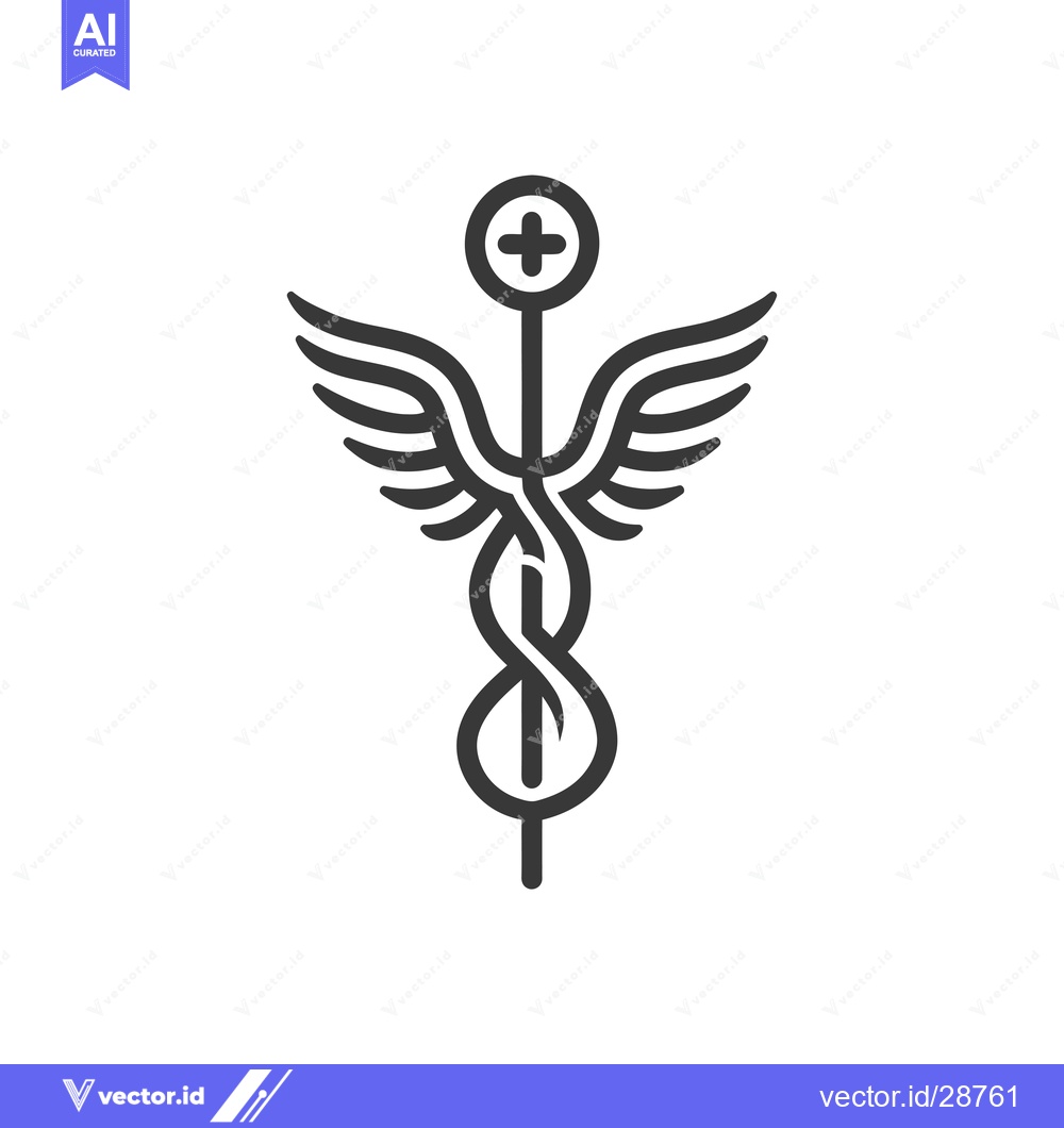 Premium Vector dari Caduceus Medical Symbol with Wings and Cross