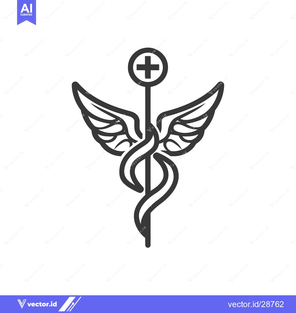 Premium Vector dari Caduceus Symbol with Wings and a Cross