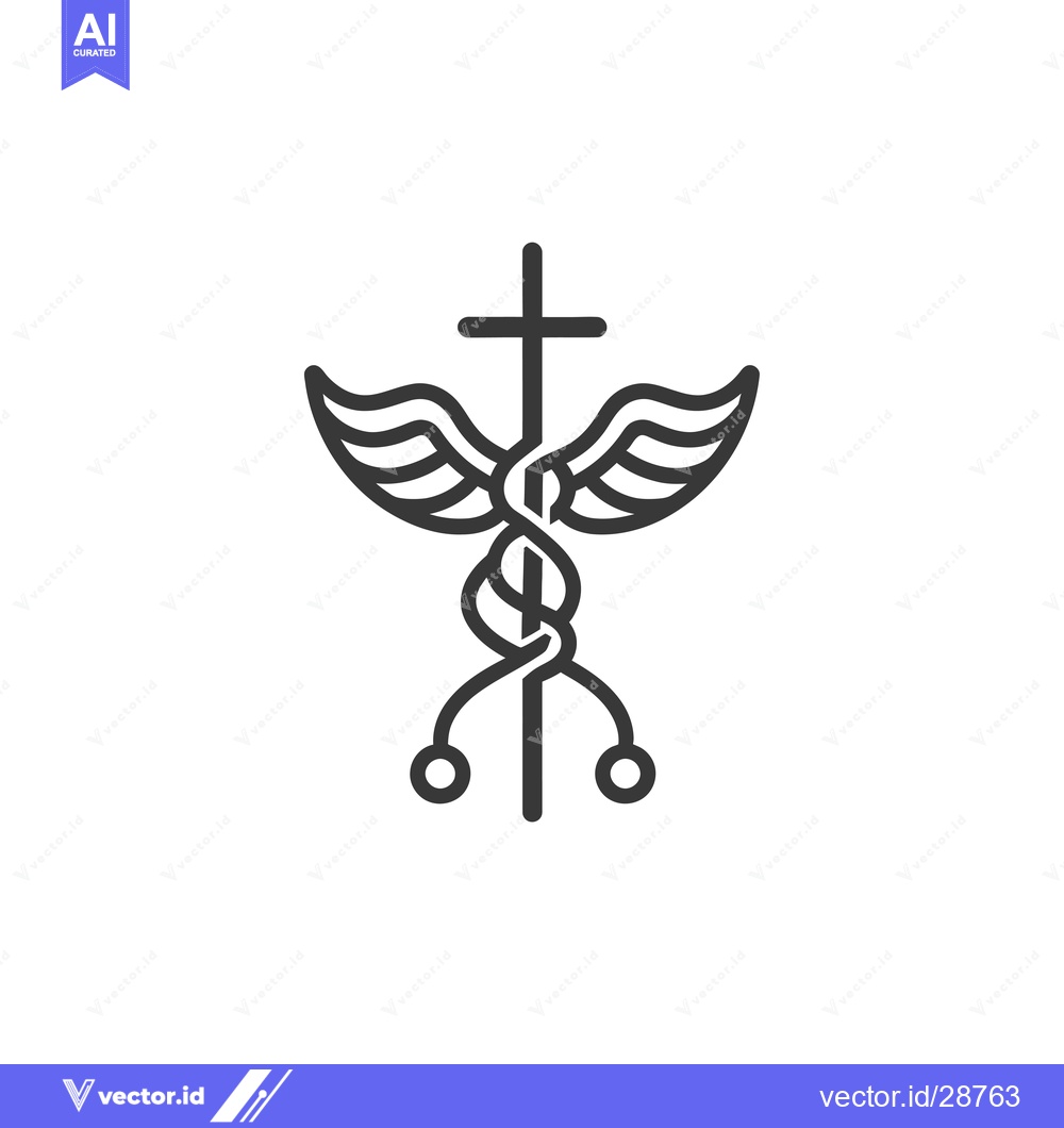 Premium Vector dari Caduceus with Cross and Wings Medical Symbol