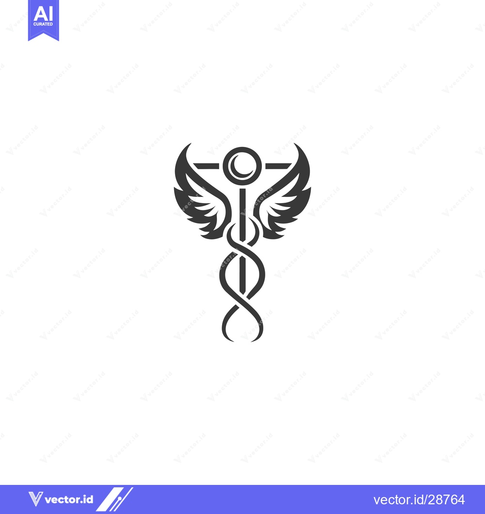 Premium Vector dari Caduceus with Wings and a Circle