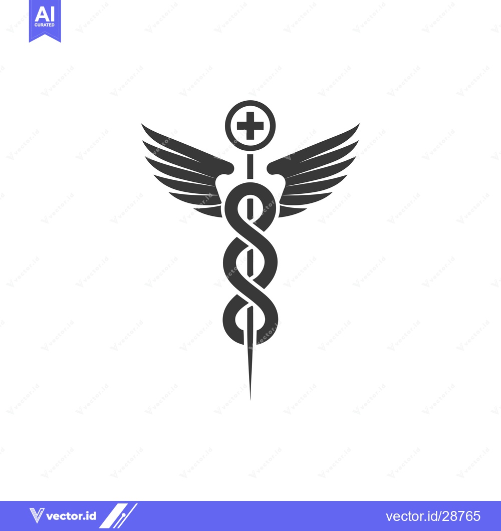 Premium Vector dari Caduceus with Wings and a Cross Symbol
