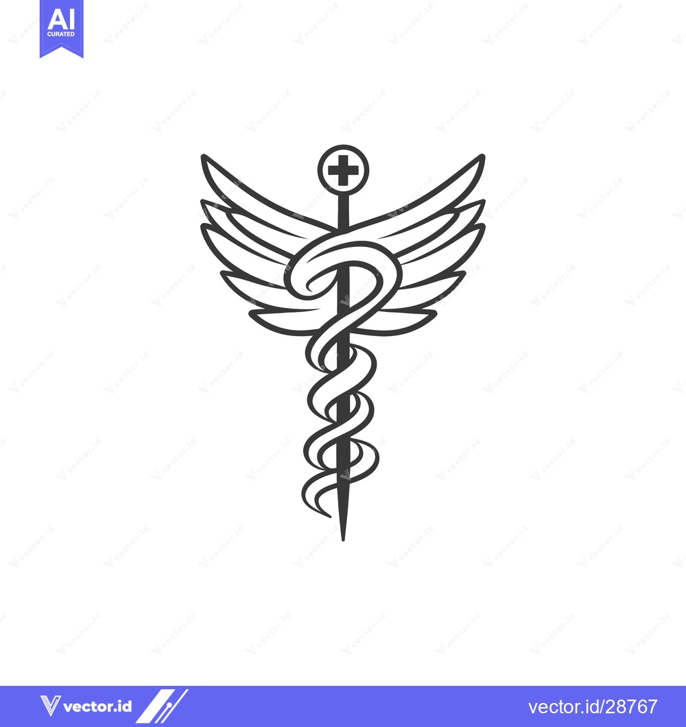 Premium Vector dari Caduceus with Wings and Cross Symbol