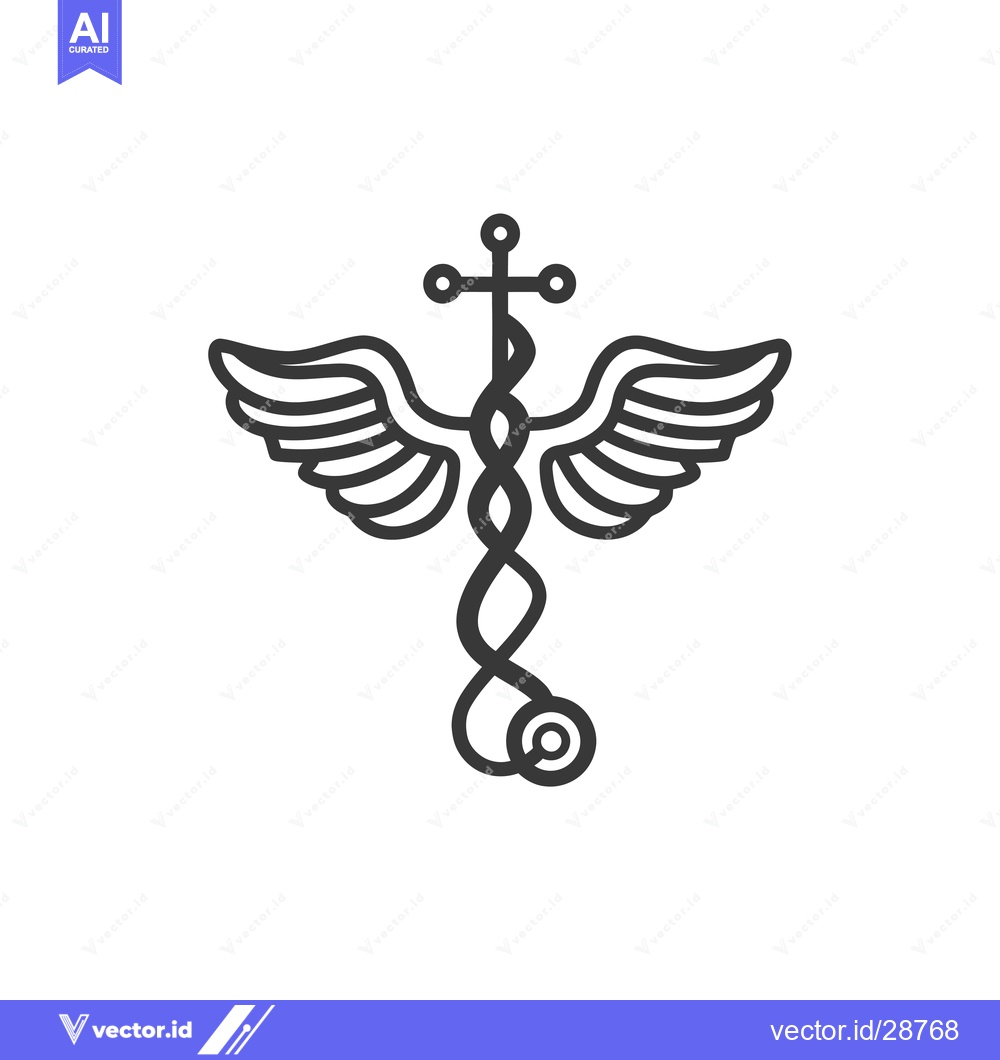 Premium Vector dari Caduceus with Wings and Stethoscope