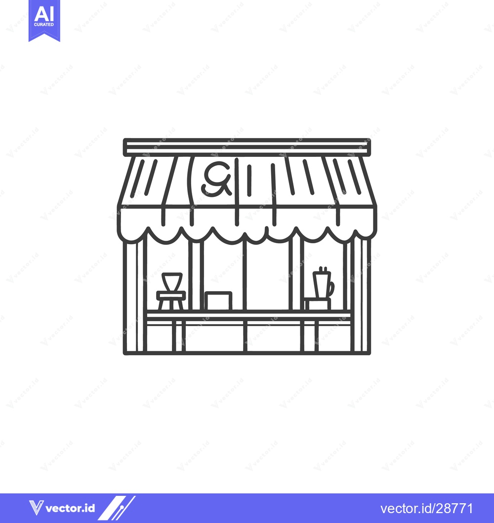 Premium Vector of Illustration depicting a minimalistic outline of a coffee shop exterio