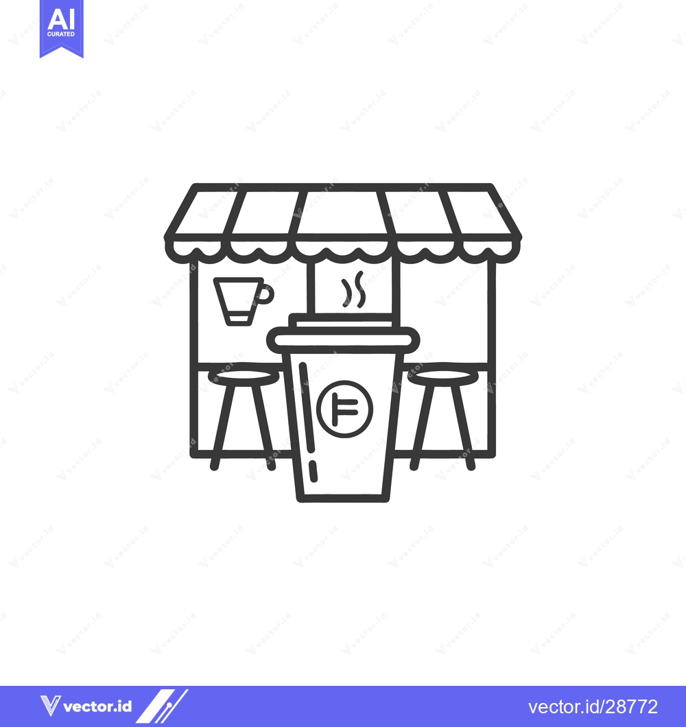 Premium Vector dari A simple graphic representation of a small coffee shop stand