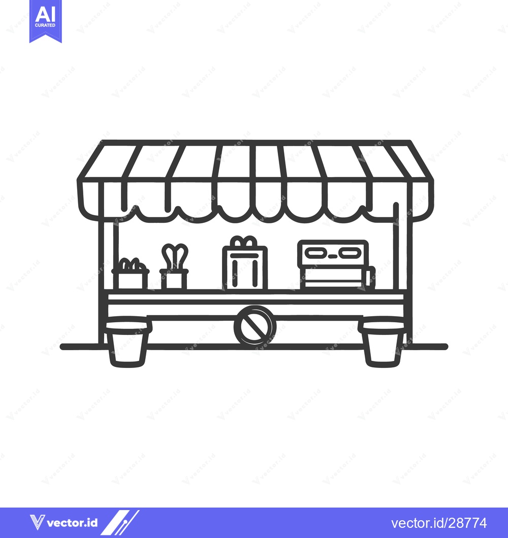Premium Vector dari A simple drawing of a marketplace stall with items displayed