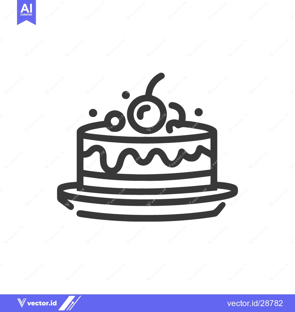 Premium Vector dari Minimalist Cake Icon with Cherry Topping and Decorative Sprinkles