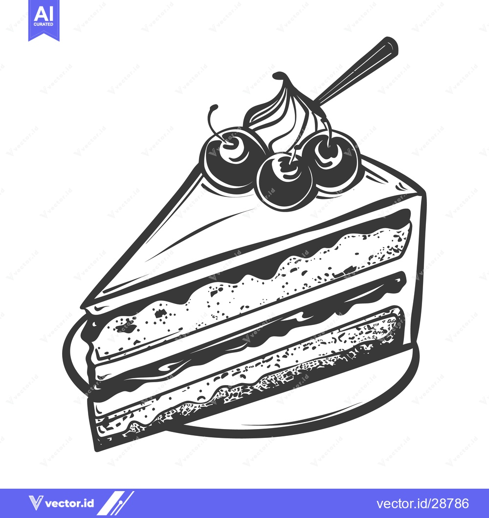 Premium Vector dari A delicious slice of layered cake topped with cherries