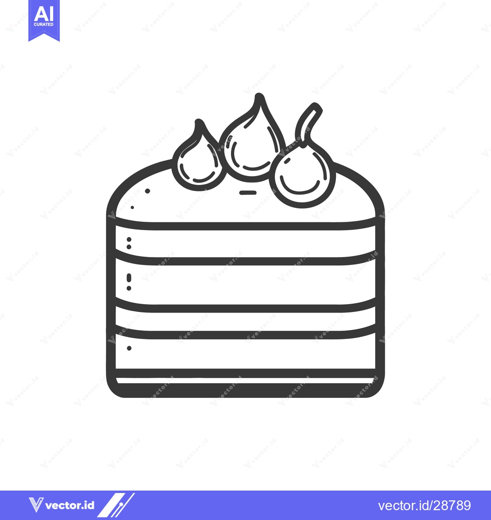 Premium Vector dari A simple illustrated slice of decorated layer cake