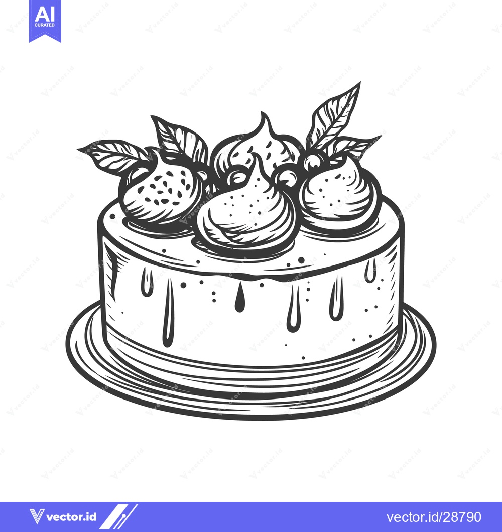Premium Vector dari A Delicious Cake Decorated With Creamy Swirls and Green Leaves