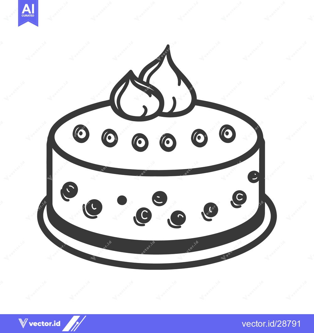 Premium Vector dari A simple illustration depicting a decorated round frosted cake