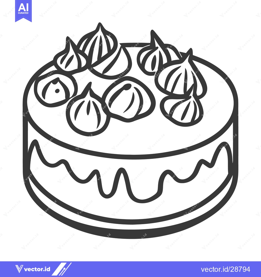 Premium Vector dari Simple circular cake decorated with delicious creamy icing swirls