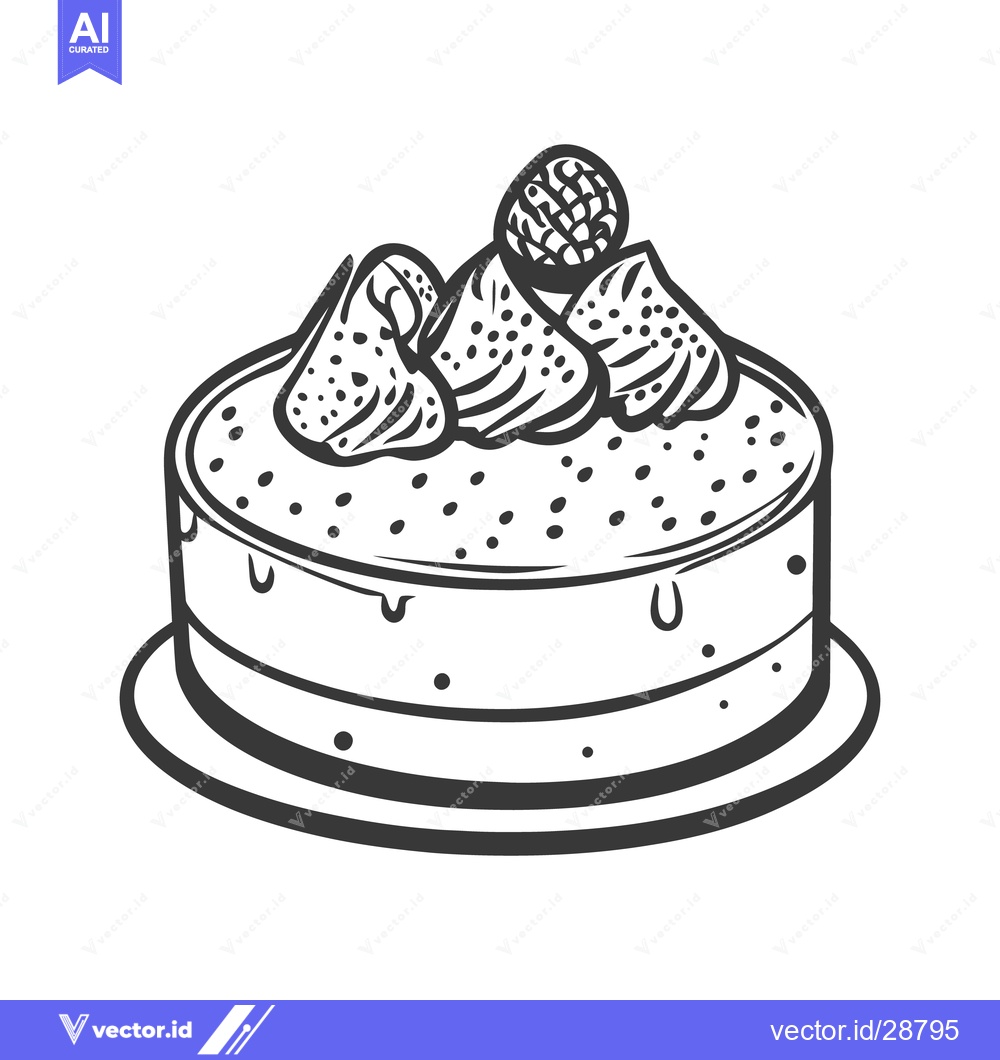 Premium Vector dari A simple illustrated cake with decorative frosting and small topping