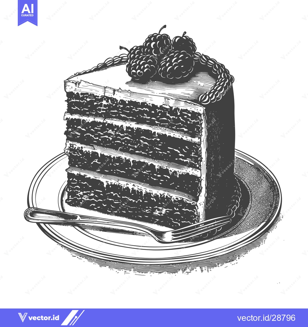 Premium Vector dari Delicious Chocolate Layer Cake with Blackberries