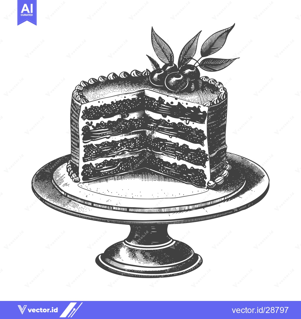Premium Vector of Delicious Layered Cake with Blueberries on a Stand