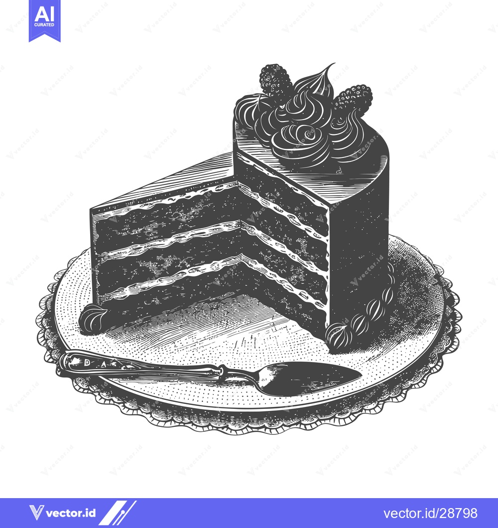 Premium Vector dari Delicious Chocolate Cake Slice Served on Decorative Plate