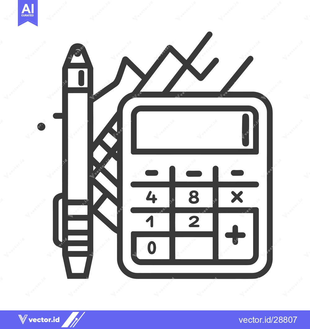 Premium Vector of Calculator and Pen with Upward Arrow Graph