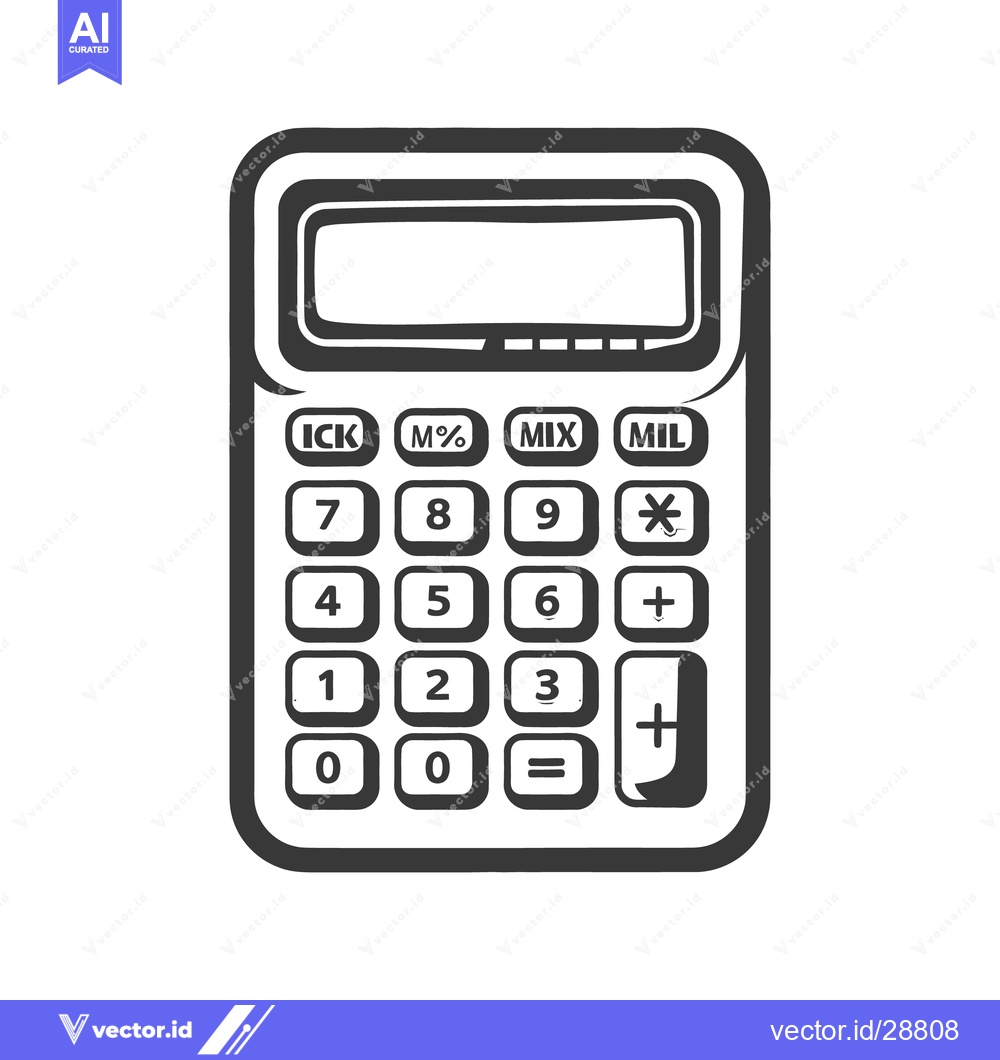 Premium Vector dari A simple black and white illustration of an electronic calculator