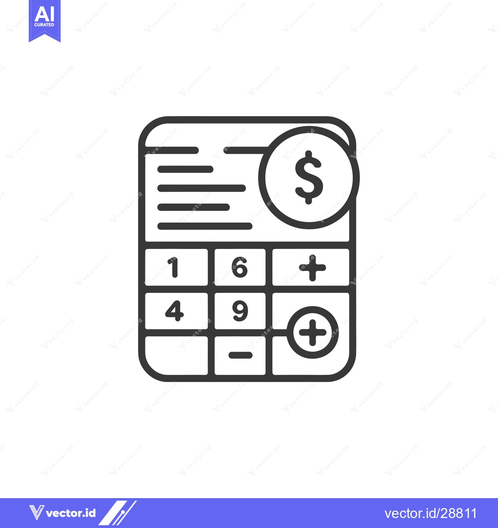 Premium Vector dari Calculator with Dollar Sign and Plus Buttons