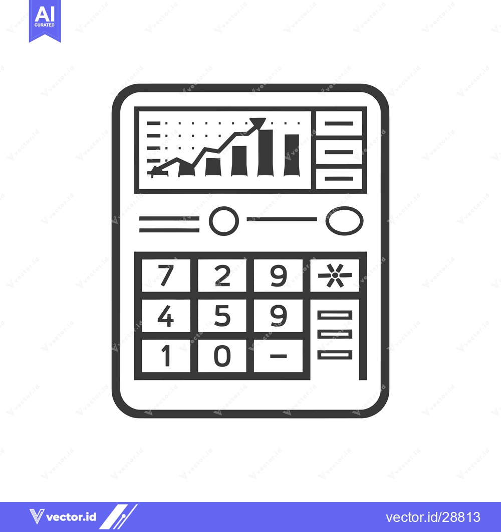 Premium Vector of Calculator with Graph and Number Buttons