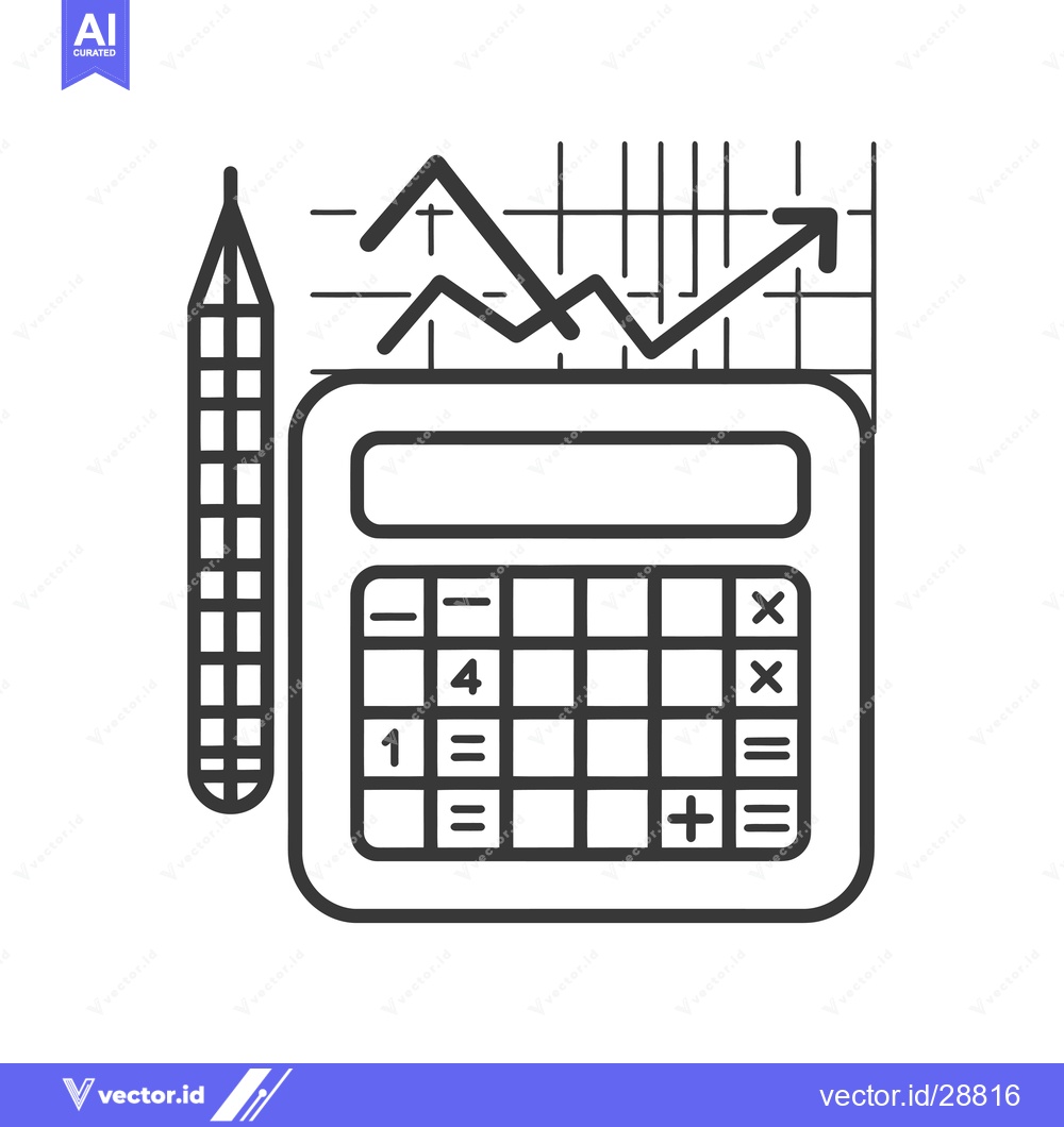 Premium Vector of Calculator With Pencil and Upward Trend Graph