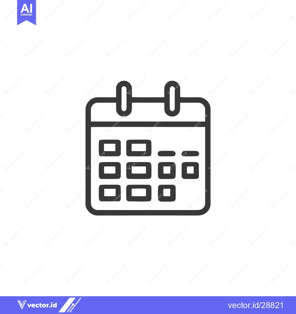 Premium Vector dari Minimalist Calendar Icon: Black Outline on White Background, Schedule