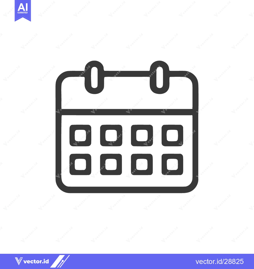 Premium Vector of Minimalist Calendar Icon: Dark Outline on White Background, Schedule R