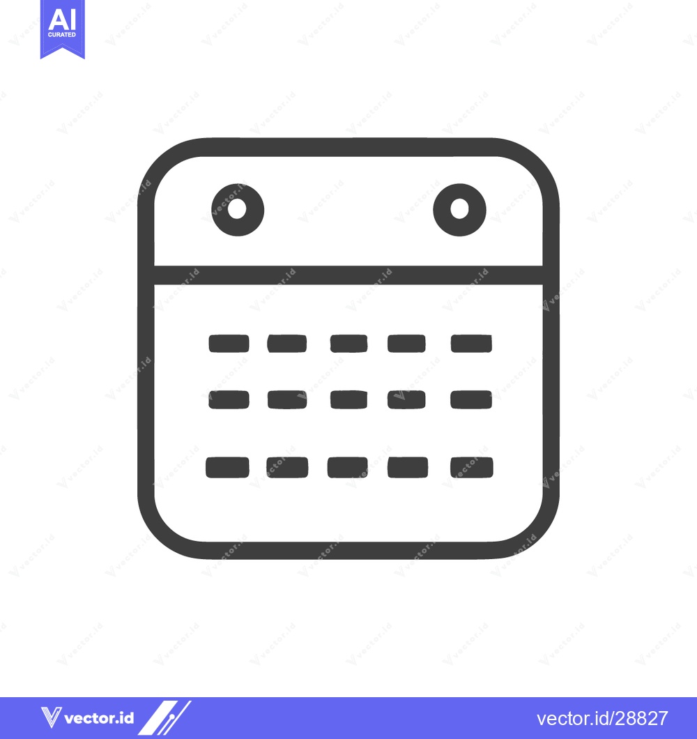 Premium Vector dari Minimalist Calendar Icon: Dark Gray Outline on White Background